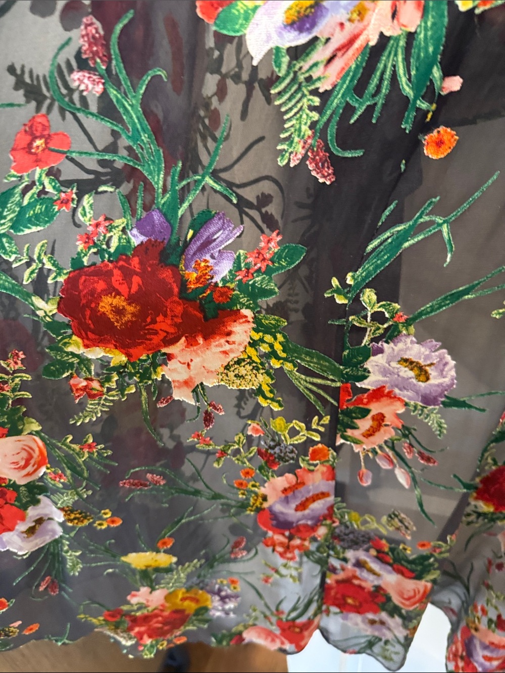 Alice + Olivia Black Floral High-Low Maxi Skirt - Picture 6 of 6